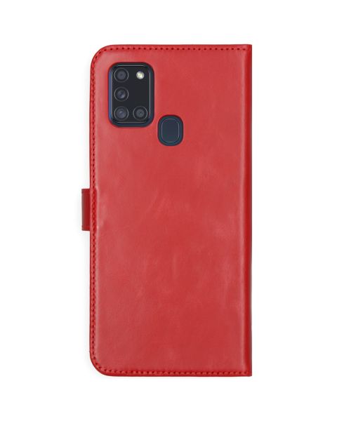 Echt Lederen Booktype Samsung Galaxy A21s - Rood - Rood / Red