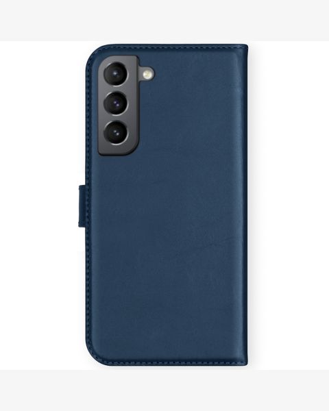 Samsung Galaxy S21 FE Hülle Echtleder Klapphülle  - Blau