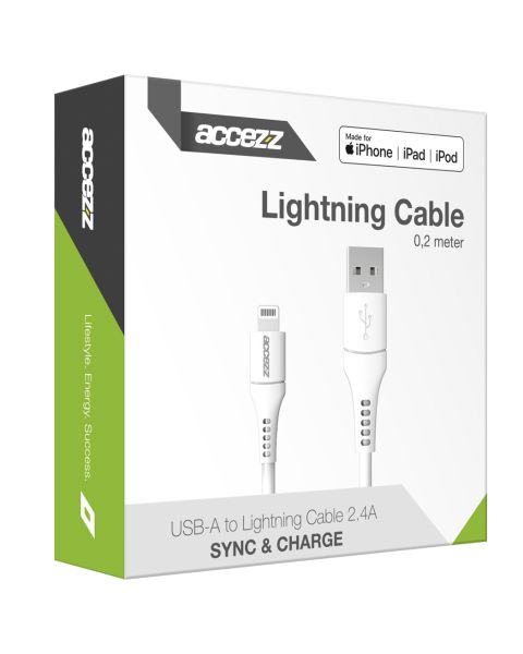 MFI-zertifiziertes Lightning- auf USB-Kabel - 0,2 m - Weiß