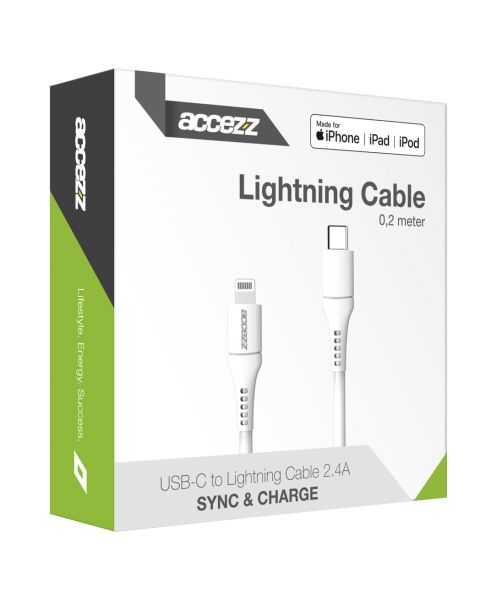 MFI-zertifiziertes USB-C-auf-Lightning-Kabel - 0,2 Meter - Weiß