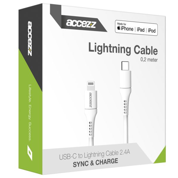 MFI-zertifiziertes Lightning- auf USB-C-Kabel - 0,2 m - Weiß