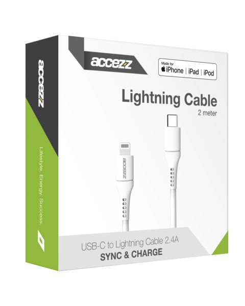 MFI-zertifiziertes Lightning- auf USB-C-Kabel - 2 m - Weiß