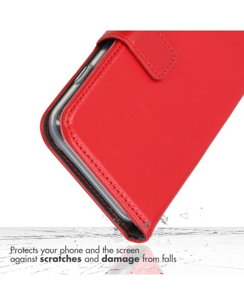Selencia Echt Lederen Bookcase iPhone 14 - Rood / Rot / Red