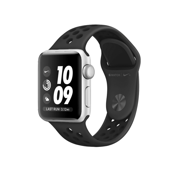 Refurbished Apple Watch Serie 3 | 38mm | Aluminium Silber | Schwarzes Sportarmband | Nike+ | GPS | WiFi