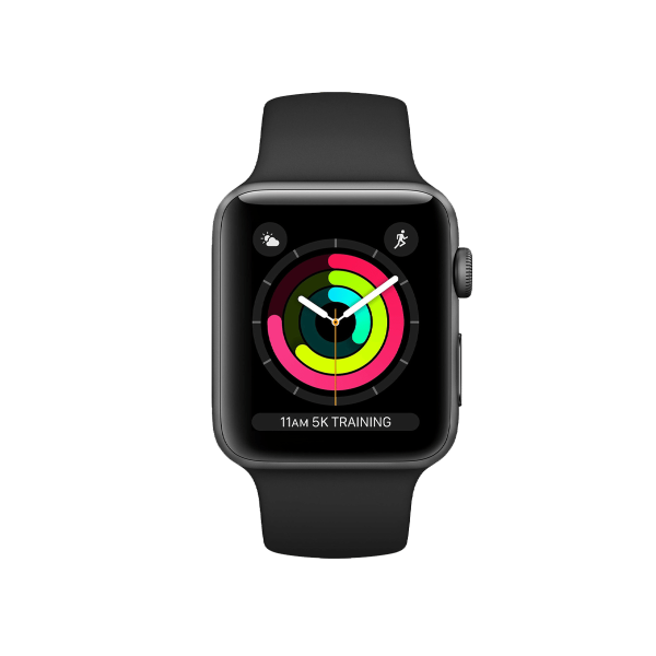 Refurbished Apple Watch Serie 3 | 42mm | Aluminium Spacegrau | Schwarzes Sportarmband | GPS | WiFi