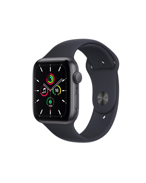 Refurbished Apple Watch Serie SE | 44mm | Aluminium Spacegrau | Schwarzes Sportarmband | GPS | WiFi