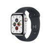 Refurbished Apple Watch Serie 5 | 44mm | Stainless Steel Silber | Mitternachtsblaues Sportarmband | GPS | WiFi + 4G