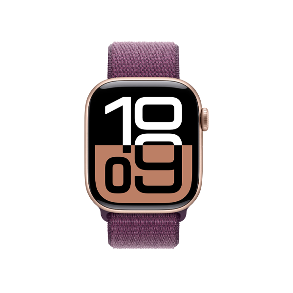 Refurbished Apple Watch Serie 10 | 42mm | Aluminium Ros&eacute;gold | Lila Sport Loop | GPS | WiFi