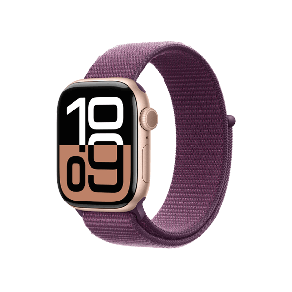 Refurbished Apple Watch Serie 10 | 42mm | Aluminium Ros&eacute;gold | Lila Sport Loop | GPS | WiFi