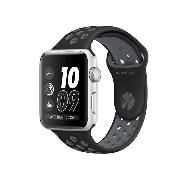 Refurbished Apple Watch Serie 2 | 38mm | Aluminium Silber | Schwarzes Sportarmband | Nike+ | GPS | WiFi