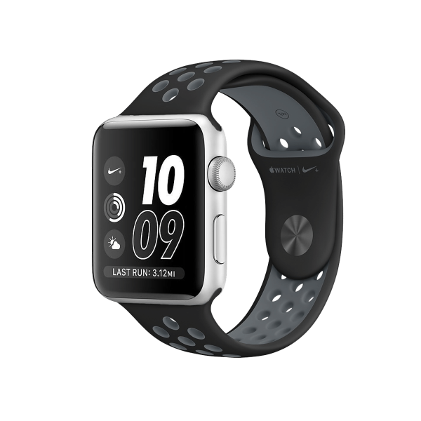 Refurbished Apple Watch Serie 2 | 42mm | Aluminium Silber | Schwarzes Sportarmband | Nike+ | GPS | WiFi