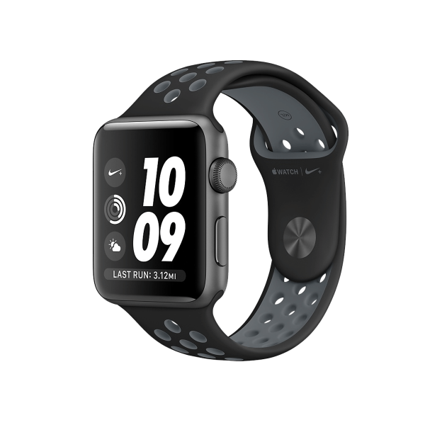 Refurbished Apple Watch Serie 2 | 38mm | Aluminium Spacegrau | Schwarzes Sportarmband | Nike+ | GPS | WiFi