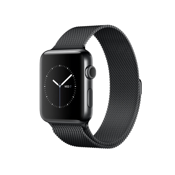 Refurbished Apple Watch Serie 2 | 38mm | Stainless Steel Schwarz | Schwarzes Sportarmband | GPS | WiFi