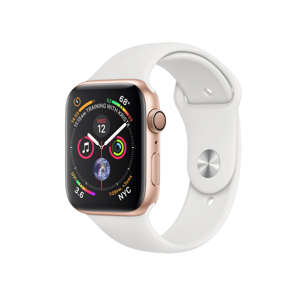 Refurbished Apple Watch Serie 4 | 44mm | Aluminium Gold | Weißes Sportarmband | GPS | WiFi