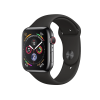 Refurbished Apple Watch Serie 4 | 44mm | Stainless Steel Schwarz | Schwarzes Sportarmband | GPS | WiFi + 4G