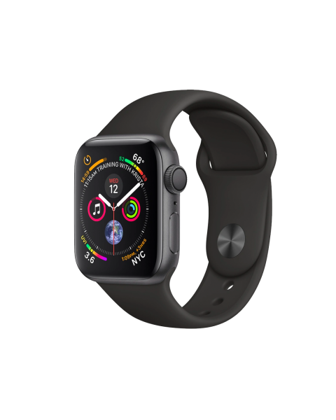 Refurbished Apple Watch Serie 4 | 44mm | Aluminium Spacegrau | Schwarzes Sportarmband | GPS | WiFi + 4G