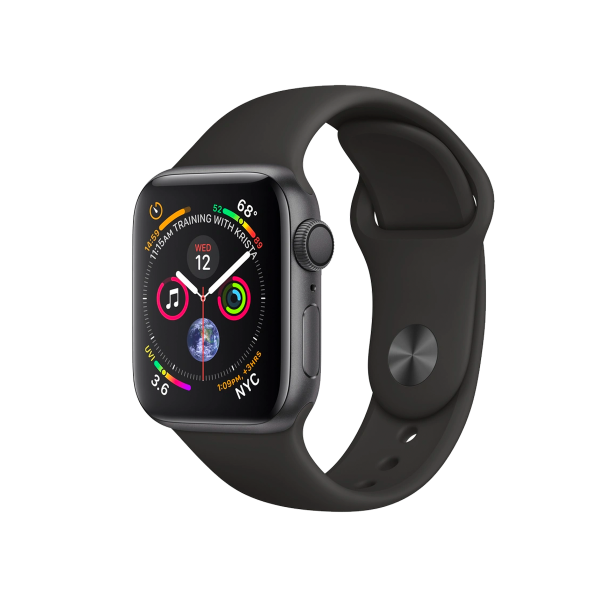 Refurbished Apple Watch Serie 4 | 40mm | Aluminium Spacegrau | Schwarzes Sportarmband | GPS | WiFi