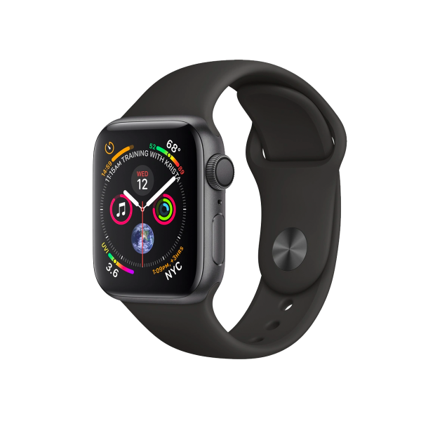 Refurbished Apple Watch Serie 4 | 44mm | Aluminium Spacegrau | Schwarzes Sportarmband | GPS | WiFi + 4G