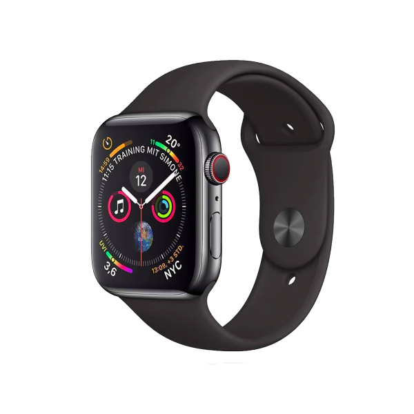 Refurbished Apple Watch Serie 4 | 44mm | Aluminium Spacegrau | Schwarzes Sportarmband | Nike+ | GPS | WiFi