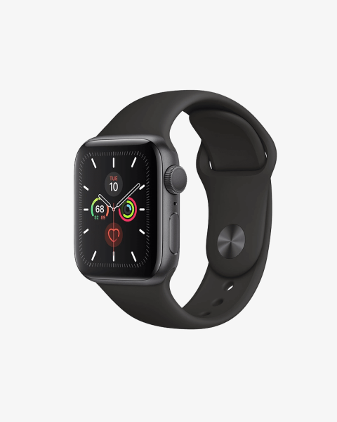Refurbished Apple Watch Serie 5 | 40mm | Aluminium Spacegrau | Schwarzes Sportarmband | GPS | WiFi + 4G