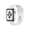 Refurbished Apple Watch Serie 5 | 40mm | Stainless Steel Silber | Wei&szlig;es Sportarmband | GPS | WiFi + 4G