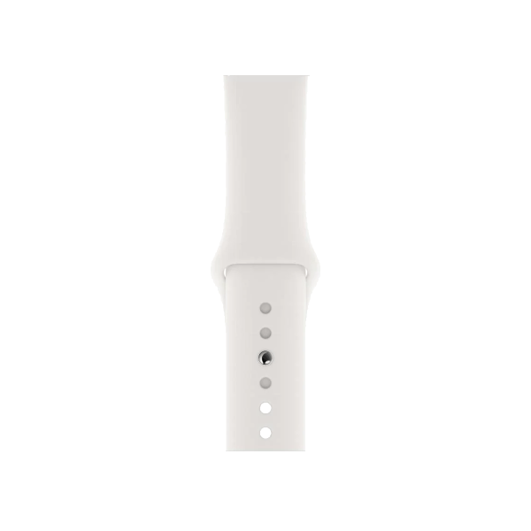 Refurbished Apple Watch Serie 5 | 40mm | Stainless Steel Silber | Wei&szlig;es Sportarmband | GPS | WiFi + 4G