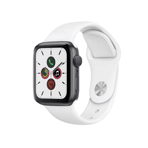 Refurbished Apple Watch Series 5 | 44mm | Aluminium Spacegrau | Wei&szlig;es Sportarmband | GPS | WiFi + 4G