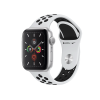 Refurbished Apple Watch Serie 5 | 44mm | Aluminium Silber | Weiß/Schwarzes Nike Sportarmband | GPS | WiFi + 4G