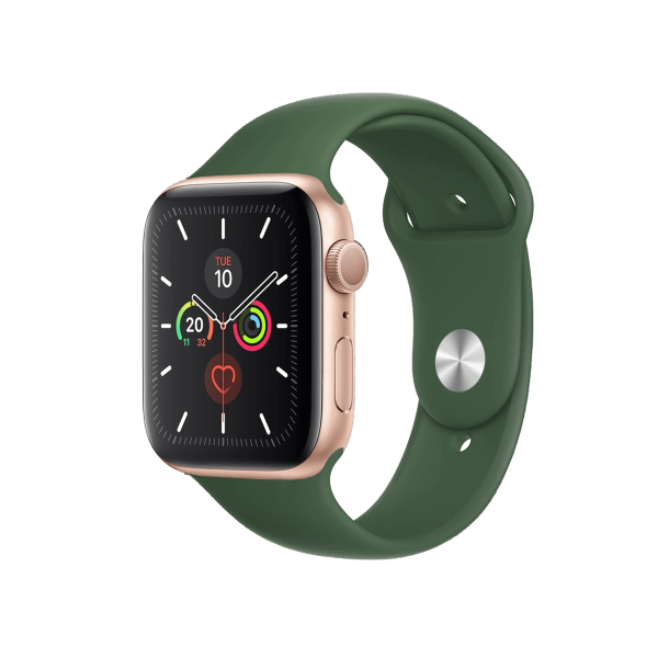 Refurbished Apple Watch Serie 5 | 44mm | Aluminiumgehäuse Gold | Grüne Sportband | GPS | W-lan