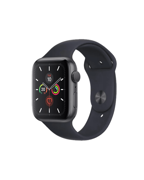 Refurbished Apple Watch Serie 5 | 44mm | Aluminum Spacegrau | Mitternachtsblaues Sportarmband | GPS | WiFi + 4G