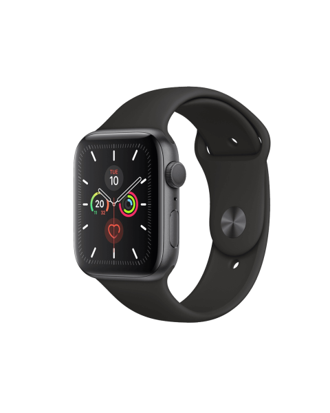 Refurbished Apple Watch Series 5 | 44mm | Aluminium Spacegrau | Schwarzes Sportarmband | GPS | WiFi + 4G