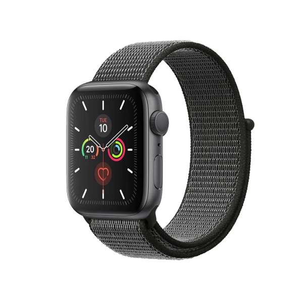 Refurbished Apple Watch Serie 5 | 44mm | Aluminium Spacegrau | Schwarzes Sport Loop | GPS | WiFi