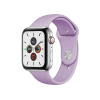 Apple Watch Series 5 | 44mm | Stainless Steel Case Zilver | Paars sportbandje | GPS | WiFi + 4G