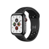 Refurbished Apple Watch Series 5 | 44mm | Stainless Steel Schwarz | Schwarzes Nike Sportarmband | GPS | WiFi + 4G
