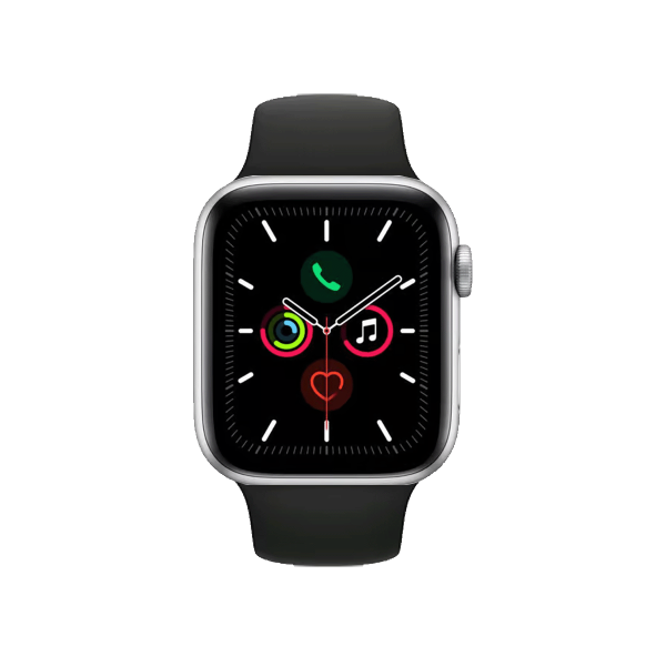 Refurbished Apple Watch Series 5 | 44mm | Titanium Silber | Schwarzes Sportarmband | GPS | WiFi + 4G