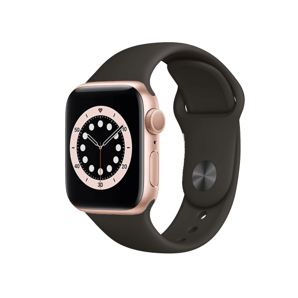 Refurbished Apple Watch Serie 6 | 40mm | Aluminium Gold | Schwarzes Sportarmband | GPS | WiFi
