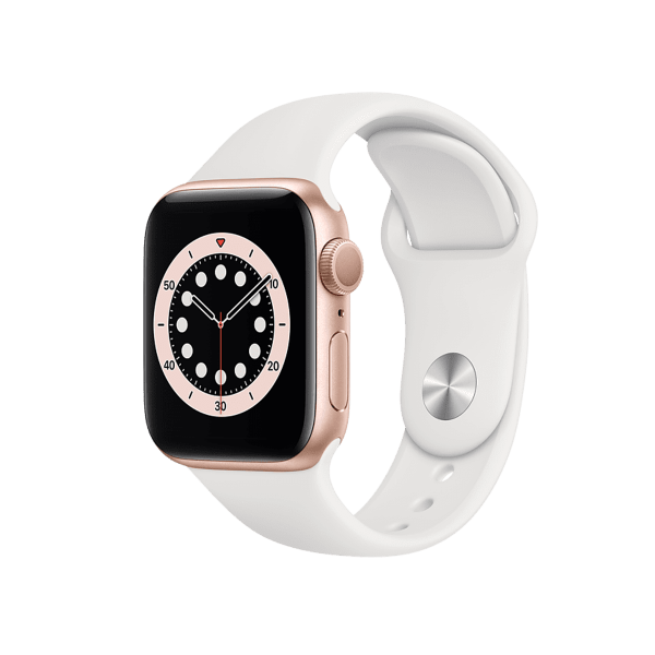 Refurbished Apple Watch Serie 6 | 40mm | Aluminium Gold | Weißes Sportarmband | GPS | WiFi + 4G