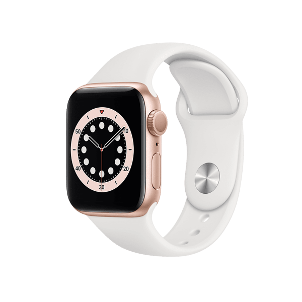 Refurbished Apple Watch Serie 6 | 40mm | Aluminium Gold | Weißes Sportarmband | GPS | WiFi