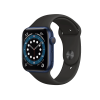 Refurbished Apple Watch Serie 6 | 44mm | Aluminium Blau | Schwarzes Sportarmband | GPS | WiFi + 4G
