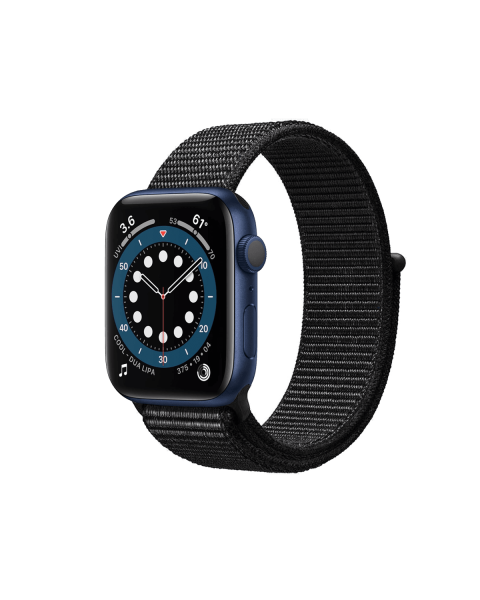 Refurbished Apple Watch Serie 6 | 44mm | Aluminium Blau | Schwarzer Sport Loop | GPS | WiFi + 4G
