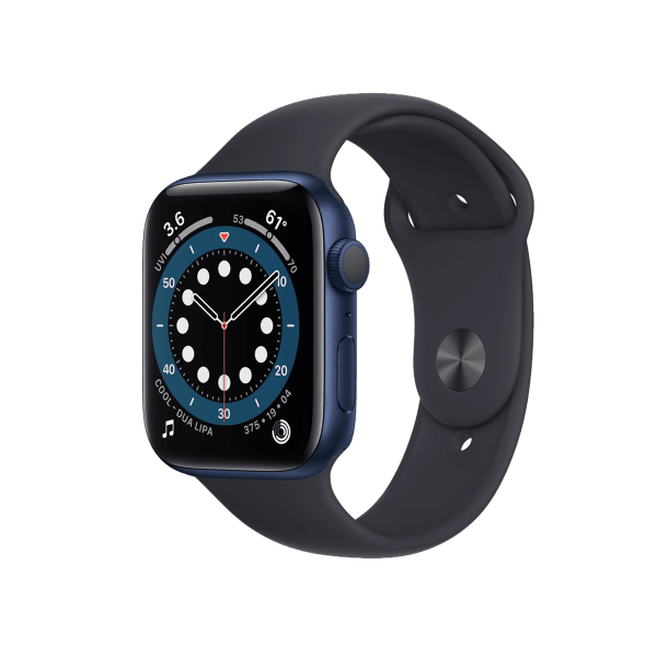 Refurbished Apple Watch Serie 6 | 44mm | Aluminium Blau | Mitternachtsblaues Sportarmband | GPS | WiFi