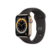 Refurbished Apple Watch Serie 6 | 44mm | Stainless Steel Gold | Schwarzes Sportarmband | GPS | WiFi + 4G