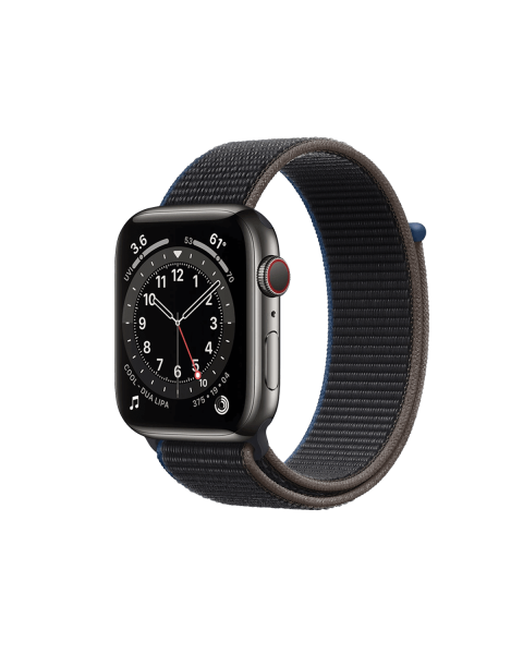 Refurbished Apple Watch Serie 6 | 44mm | Stainless Steel Graphit | Charcoal Sport Loop | GPS | WiFi + 4G