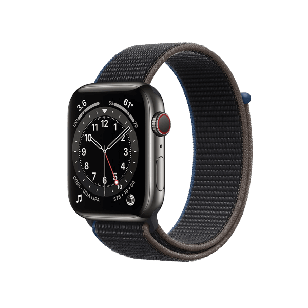 Refurbished Apple Watch Serie 6 | 44mm | Stainless Steel Graphit | Charcoal Sport Loop | GPS | WiFi + 4G