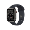 Refurbished Apple Watch Serie 6 | 44mm | Stainless Steel Graphit | Mitternachtsblaues Sportarmband | GPS | WiFi + 4G