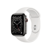 Refurbished Apple Watch Serie 6 | 40mm | Stainless Steel Graphit | Weißes Sportarmband | GPS | WiFi + 4G