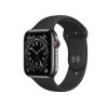 Refurbished Apple Watch Serie 6 | 44mm | Stainless Steel Graphit | Schwarzes Sportarmband | GPS | WiFi + 4G