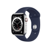 Refurbished Apple Watch Serie 6 | 44mm | Stainless Steel Silber |  Mitternachtsblaues Sportarmband | GPS | WiFi + 4G