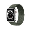 Refurbished Apple Watch Serie 6 | 44mm | Stainless Silber | Grüne geflochtene Solo Loop | GPS | WiFi + 4G