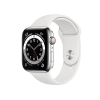 Refurbished Apple Watch Serie 6 | 44mm | Stainless Steel Silber | Weißes Sportarmband | GPS | WiFi + 4G | W1